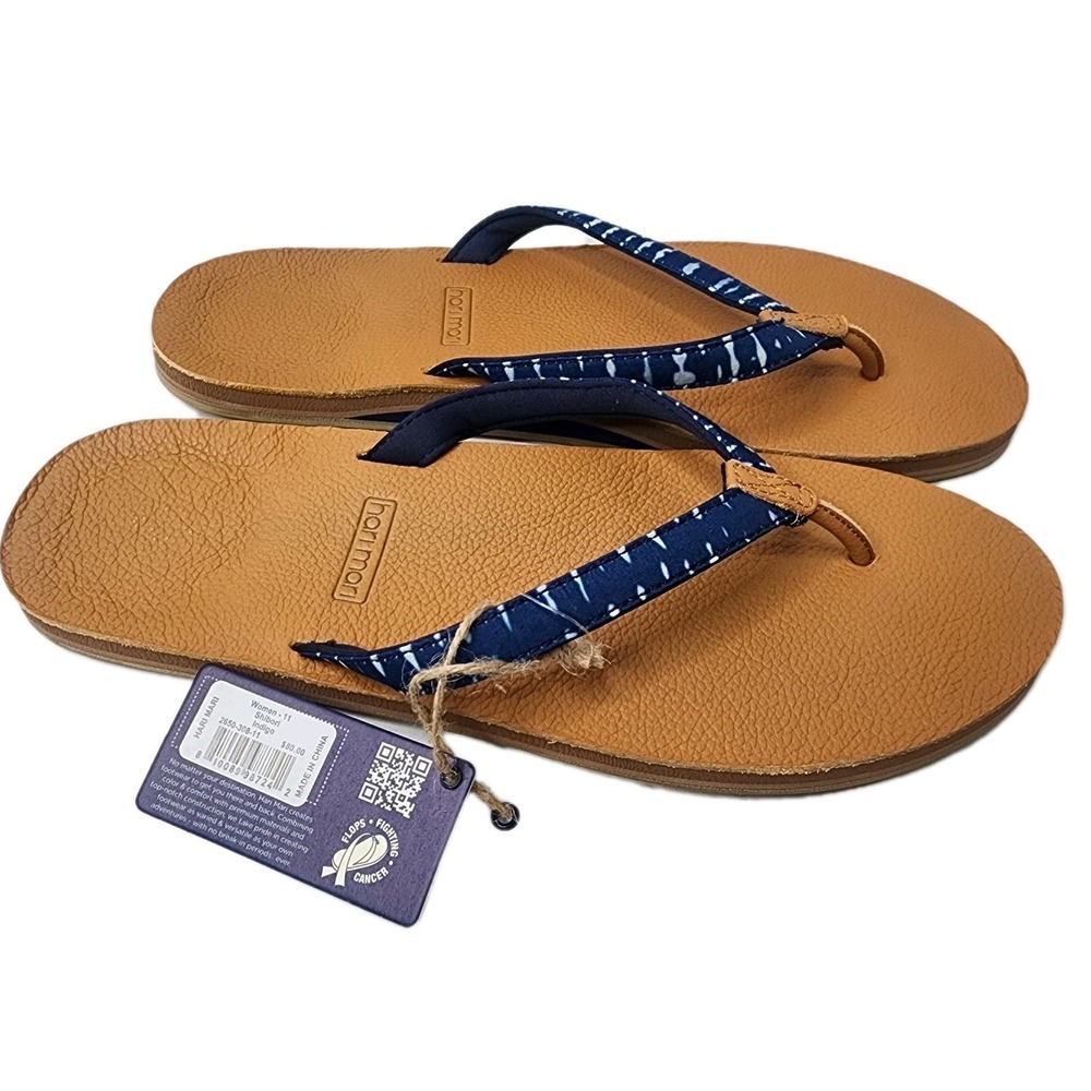 Hari Mari Shibori Flip Flop Sandals - Women's 11 Indigo Blue White Pattern